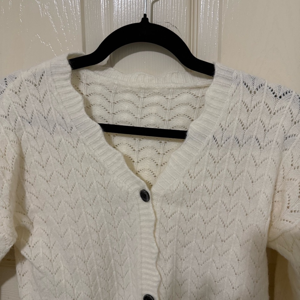 SHEIN Cream Knit Cardigan with Buttons - Picture 8 of 9